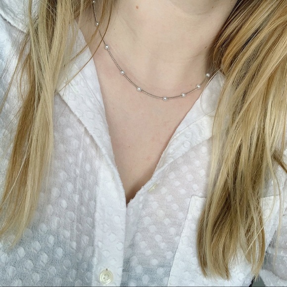 Pearl & Silver Short Necklace - Picture 2 of 2